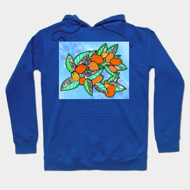 Juicy Ripe California Kumquats on Blue Sky Hoodie by RhondaChase